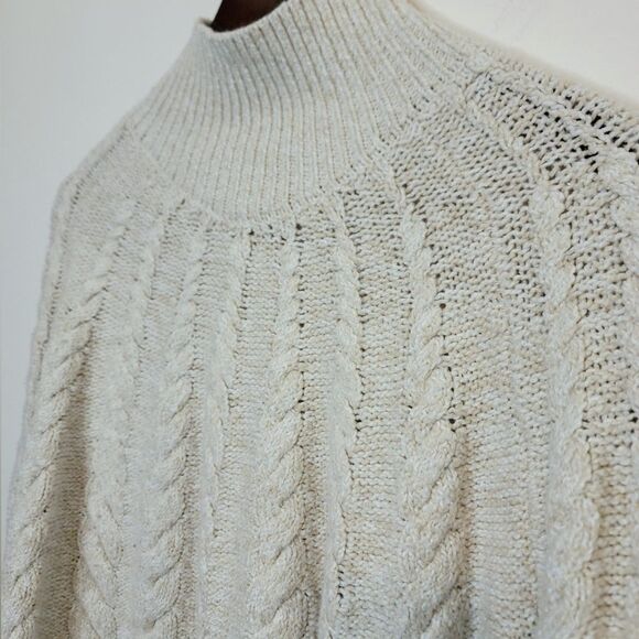 Knox Rose Cream Cable Knit Mock Neck Sweater Size XXL - Picture 2 of 10